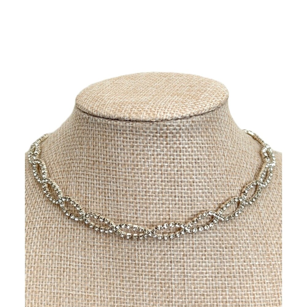 Claire's Silver Tone Rhinestone Infinity Twist Choker Necklace